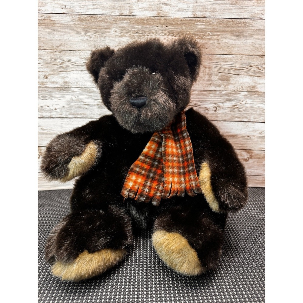 Just Friends Brown Teddy Bear W/Scarf 14" Plush Stuffed Animal 1999 VTG EUC